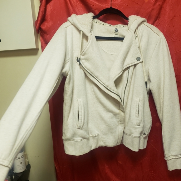 VINTAGE ROXY- WARM ZIP UP JACKET W/ FAUX FUR HOOD/LG/ NWOT - Picture 1 of 16